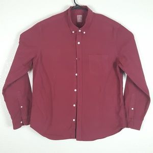J Crew Mens Button Front Sz XL Slim Red L/S